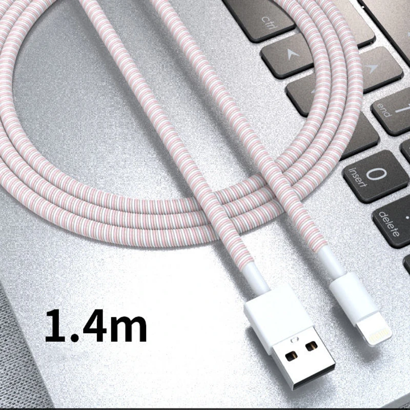 1.4m 컬러 전화 와이어 코드 로프 보호기, USB 충전 케이블 이어폰 데이터 보빈 와인더 용 스프링 보호 로프