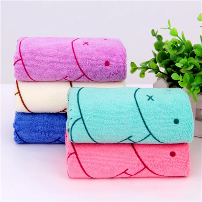 2Pcs Cute Microfiber Absorbent Drying Bath Beach Towel Baby Kids Cartoon Towel 25*50cm Washcloth Swimwear