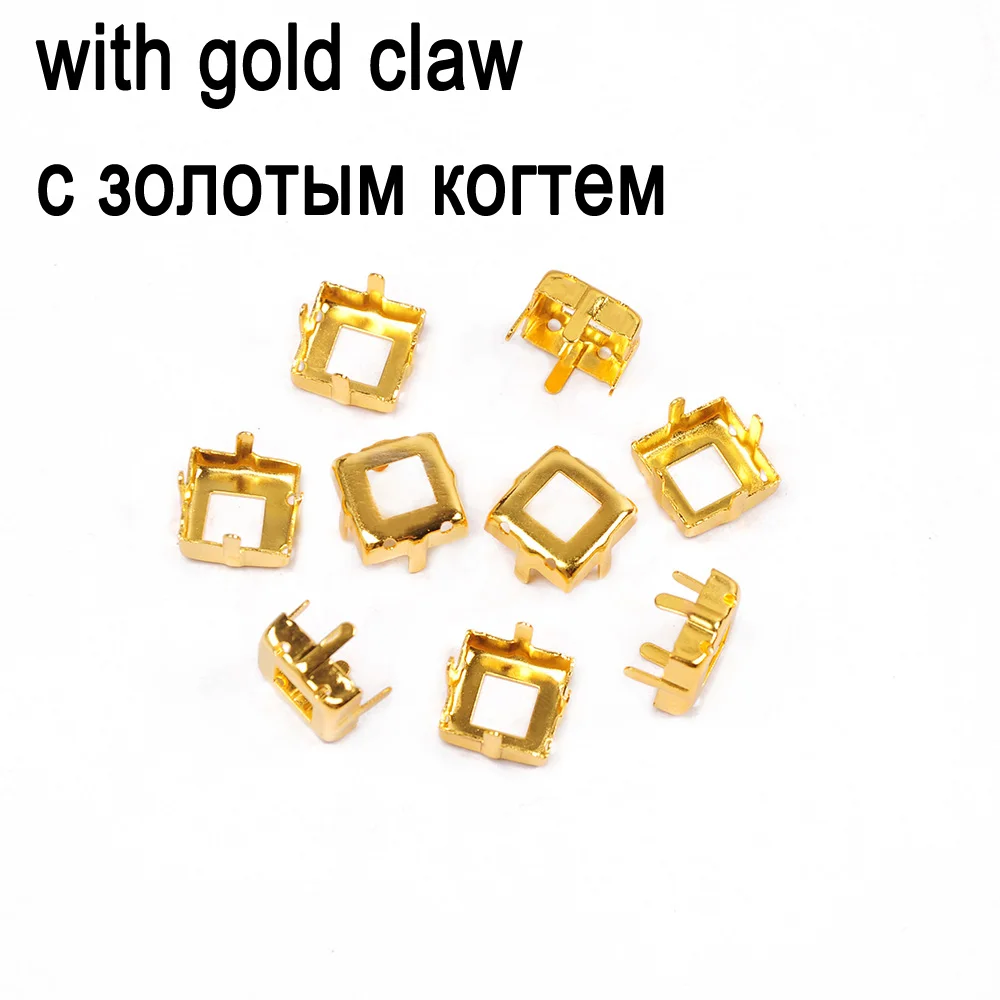 CTPA3bI 4447 Sew On Stones Holder Square Copper Rhinestones Claws Empty Claw Settings For Fancy Stones Thicken Claw Hollow Out