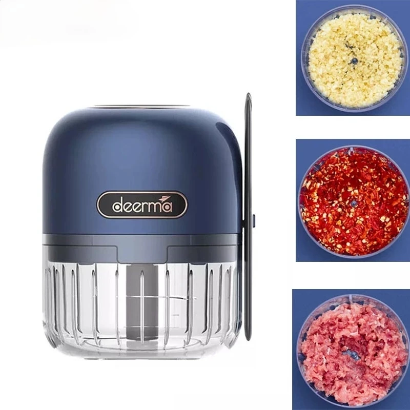 Deerma Electric Garlic Food Vegetable Chopper Squeezer Meat Grinder Wireless Mini Crushed Garlic Masher Machine Kitchen Gadget