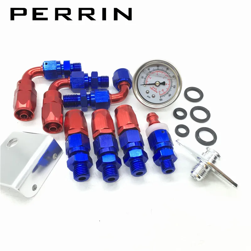 Universal Adjustable Fuel Pressure Regulator with Gauge / Oil 160psi Gauge AN 6 Fitting Adapter