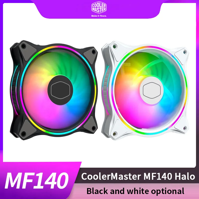 cooler master mf140 halo argb 14cm rgb 5v 3pin caixa do computador silencioso pwm cpu refrigeracao a agua 140 mm substitui os ventiladores 01