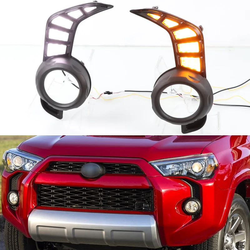 

12V Daytime running lights For Toyota 4 Runner 2014 - 2020 Drl with Dynamic turn signals for cars auto Led fog lights headlights