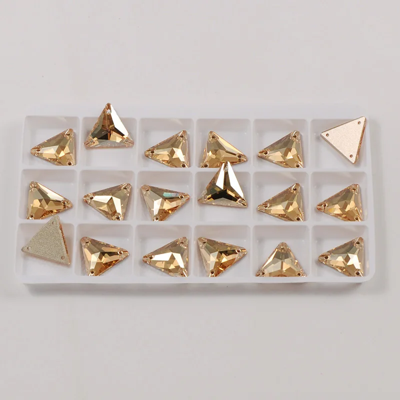 Golden Shadow Triangle Glass Strass Craft Glitter Flatback Crystal Sew On Rhinestones Sewing Accessories For Garment Decorations