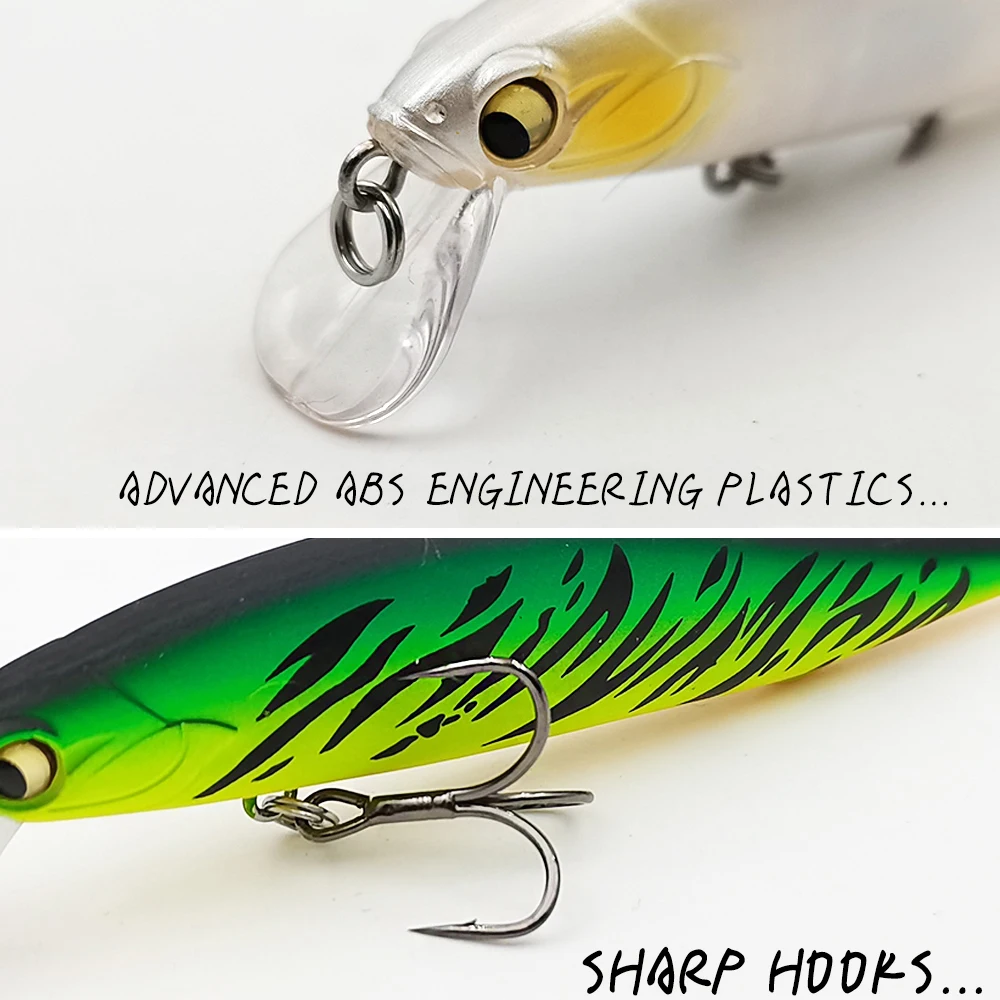 Thetime AS105 14g Sinking Minnow Fishing Baits 105mm Artificial Pike Wobblers Bass Trout Jerkbaits Lure With Strong Treble Hooks