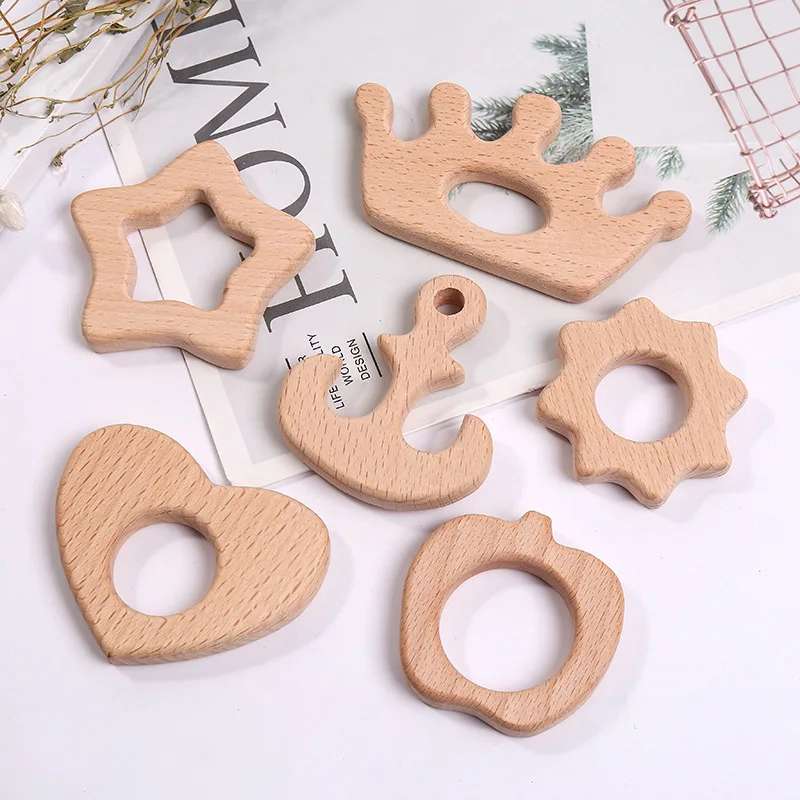 2Pcs/Pack Various Wood Non-animal Ornaments Baby Kids Molar Cartoon Educational Toys Blocks DIY Fashion Custom Craft Decoration