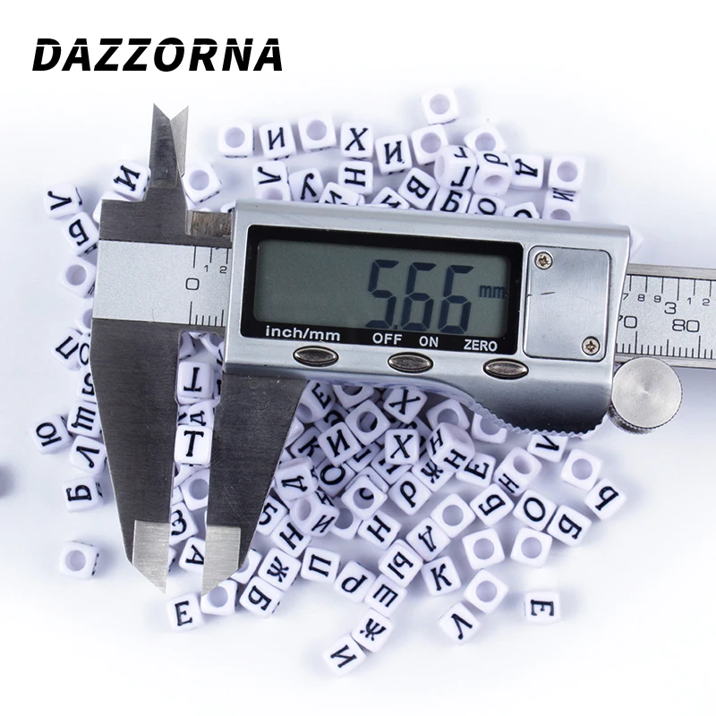 100/300/500Pcs DIY Bracelet Necklace Letter Beads Jewelry 6mm White Alphabet/ Letter Acrylic Cube Russian Letter Beads Accesory