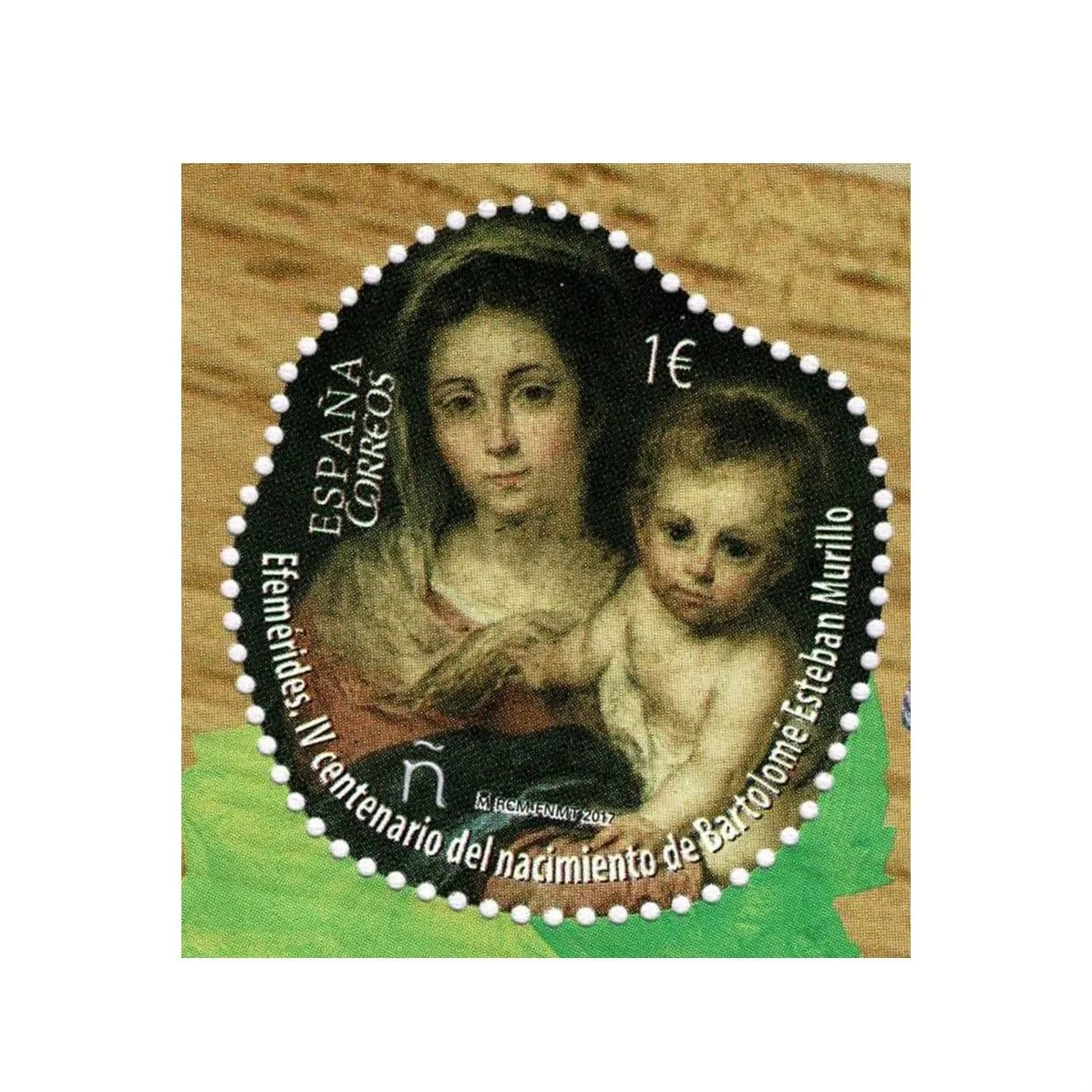 1Piece,2017,Spain Post Stamp,Bartolome Esteban Murillo's 400th birthday,High Quaillity,Real Original