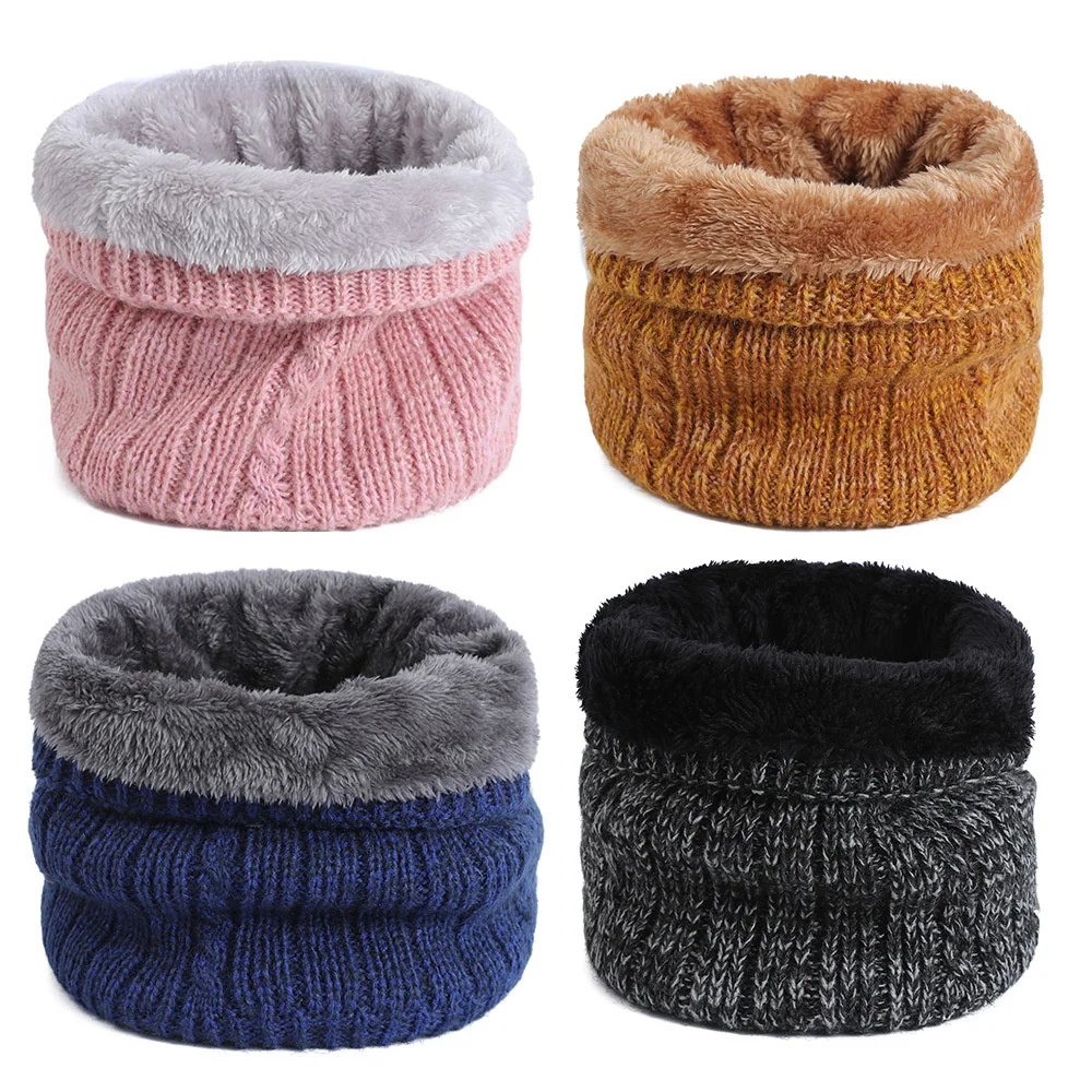 

New Solid Color Warm Hood Scarf Plain Weave Thickened Neutral Knitted Collar Men and Women Couple Scarf