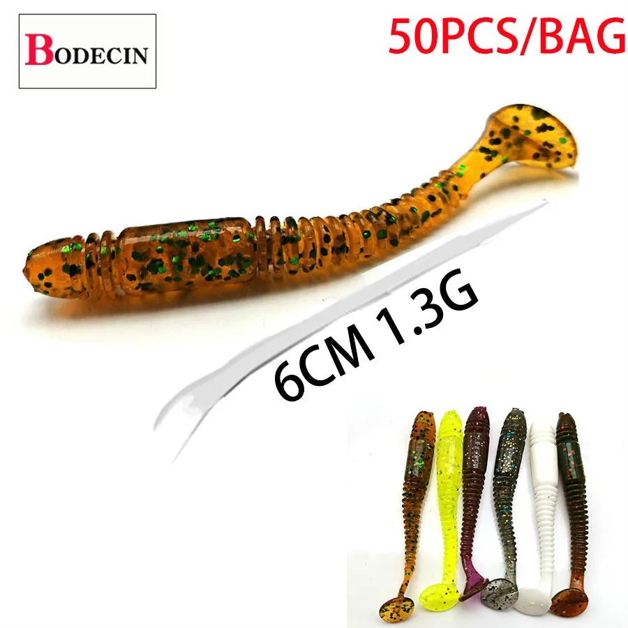 T Tail Grub Worm Vibrotail/Tioga/Rubber/Soft Lure Shad 50pc Silicone/Fake/Carp/Artificial Bait For Fishing Lures Swimbait Winter