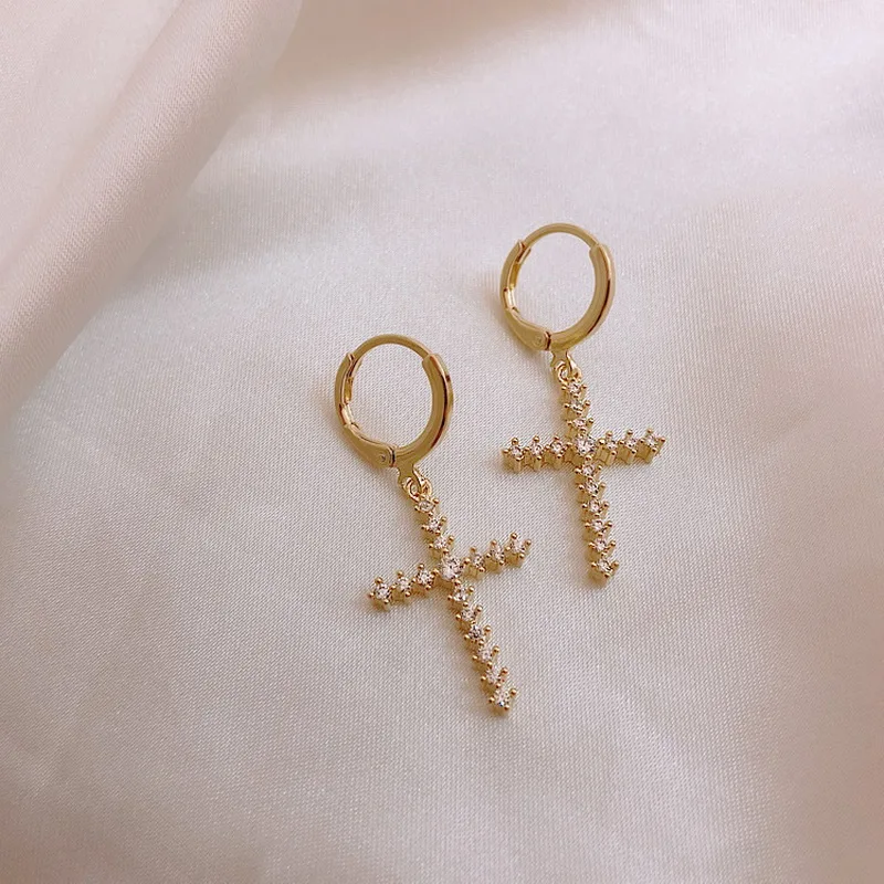 1 Stück Männer Frauen Punk Gothic Kreuz Übertrieben Klassische Metall Christian Kette Tropfen Baumeln Ohrringe Straße Hip Hop Schmuck Kpop – Detail 13