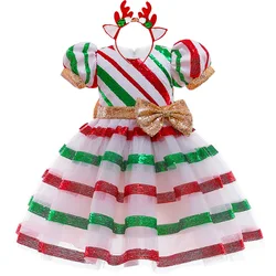 Princess Kids Baby Christmas Wedding Dress Sequins Bow Party Dress For Girl Tutu Kids Clothes Children New Year Dresses Clothing