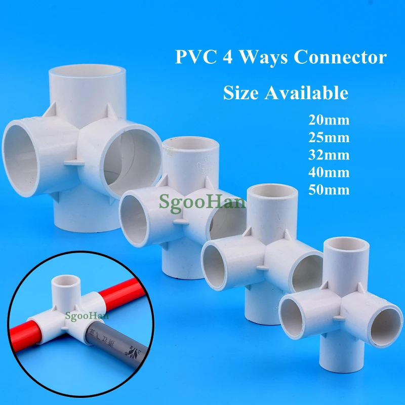 2~50pcs 20~50mm 4 Ways Connector Hydroponic Planting Frame PVC Pipe Connectors Irrigation 3D DIY Shelf Joint Fittings