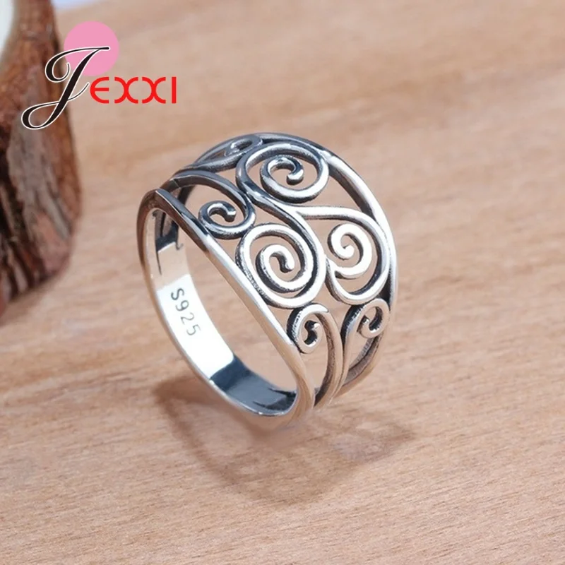 Jexxi Vintage Ancient Egyptian Sliver Color Finger Rings Women Men Fashion Talisman Jewelry