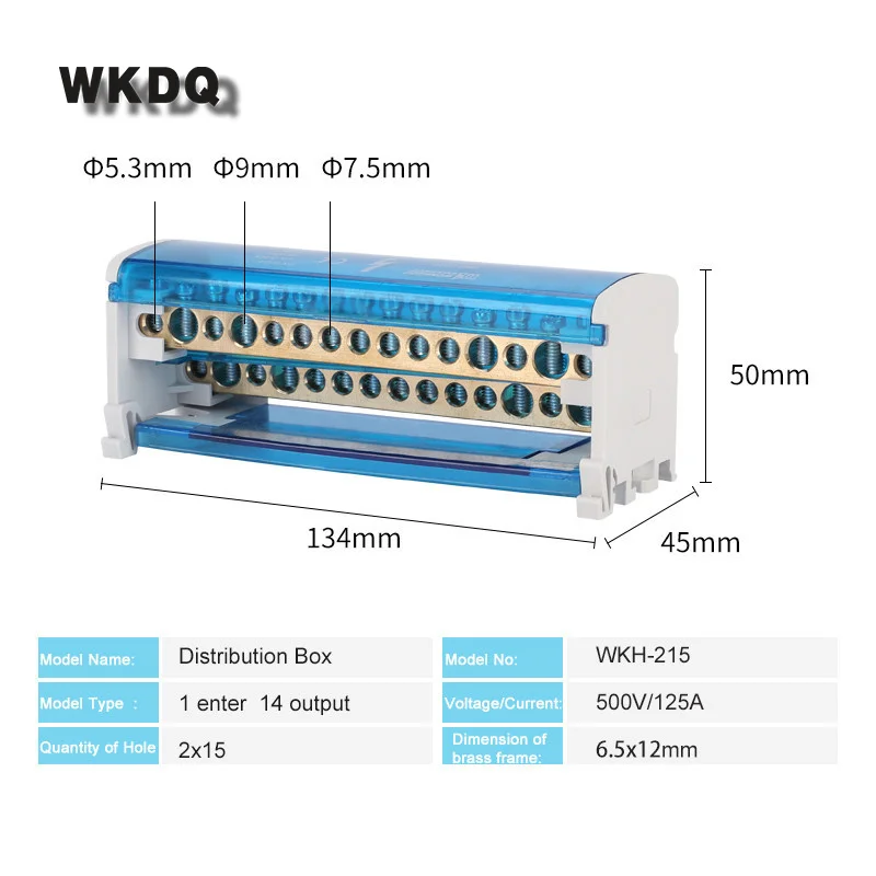 WKH215 Din Rail Terminal Blocks  Modular Screw Connection Power Distribution Block Box Universal Electric Wire Junction WKH-215