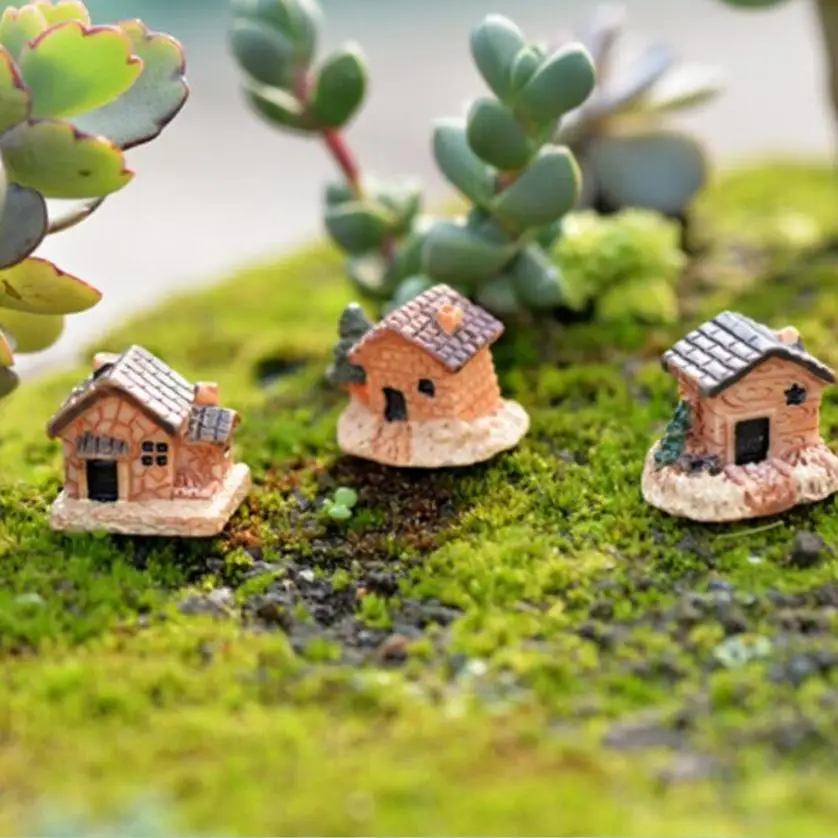 Home decoration accessories Mini Craft Cottage Landscape Dollhouse Stone House Resin Decorations For Home Garden Decoration 2021