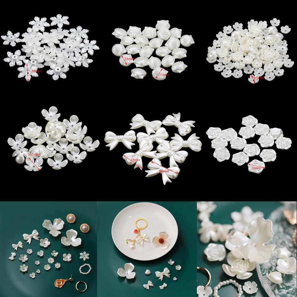 20Pcs/Lot Acrylic Floral End Caps White Flower-Shaped Spacer Beads Charm Caps For DIY Necklace Bracelet Jewelry Making Findings