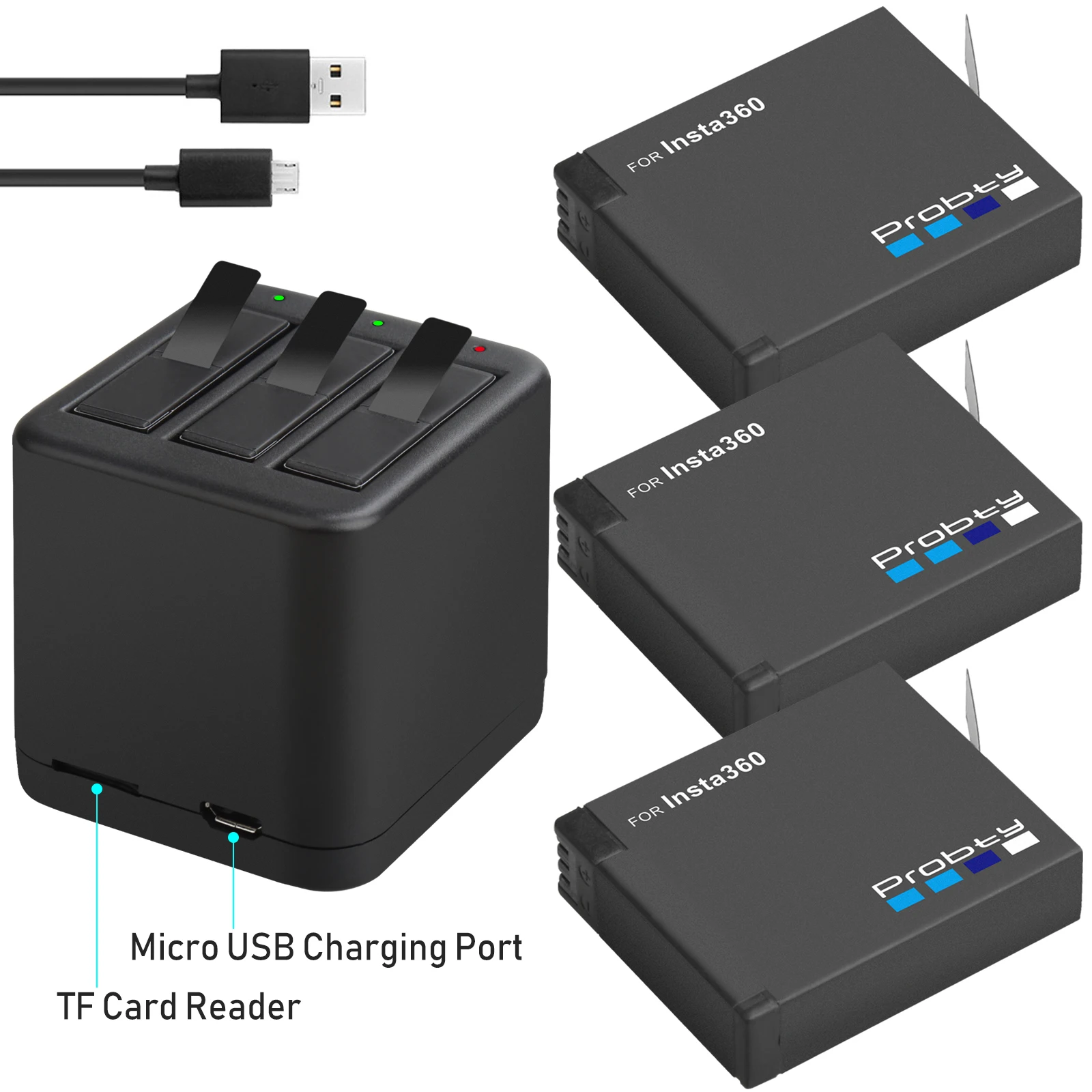 Insta360-شاحن بطارية ONE X ، دعم قراءة وكتابة بطاقة TF في نفس الوقت
