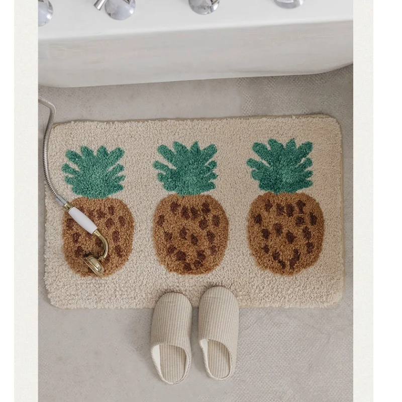 Tufted Carpet Alfombras Bathroom Mat Tapete Para Salas Fruit Pineapple Shaggy Absorbent Slip-resistant Kitchen Door Floor Decor