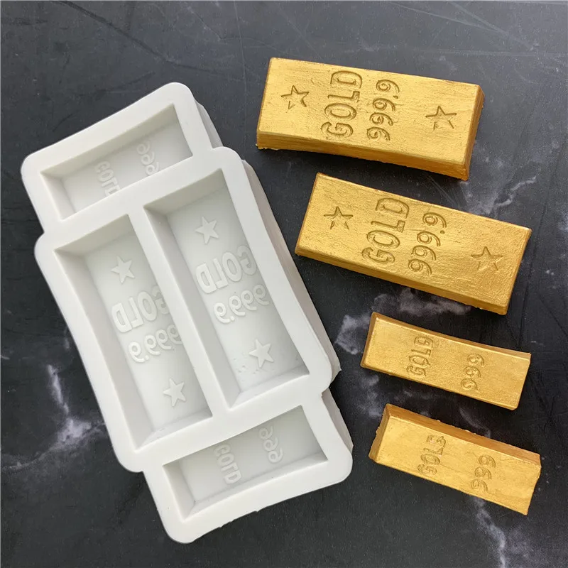 Simulation Gold Soap Silicone Mold Fondant Tool Simulation 999 Gold Cake Mold