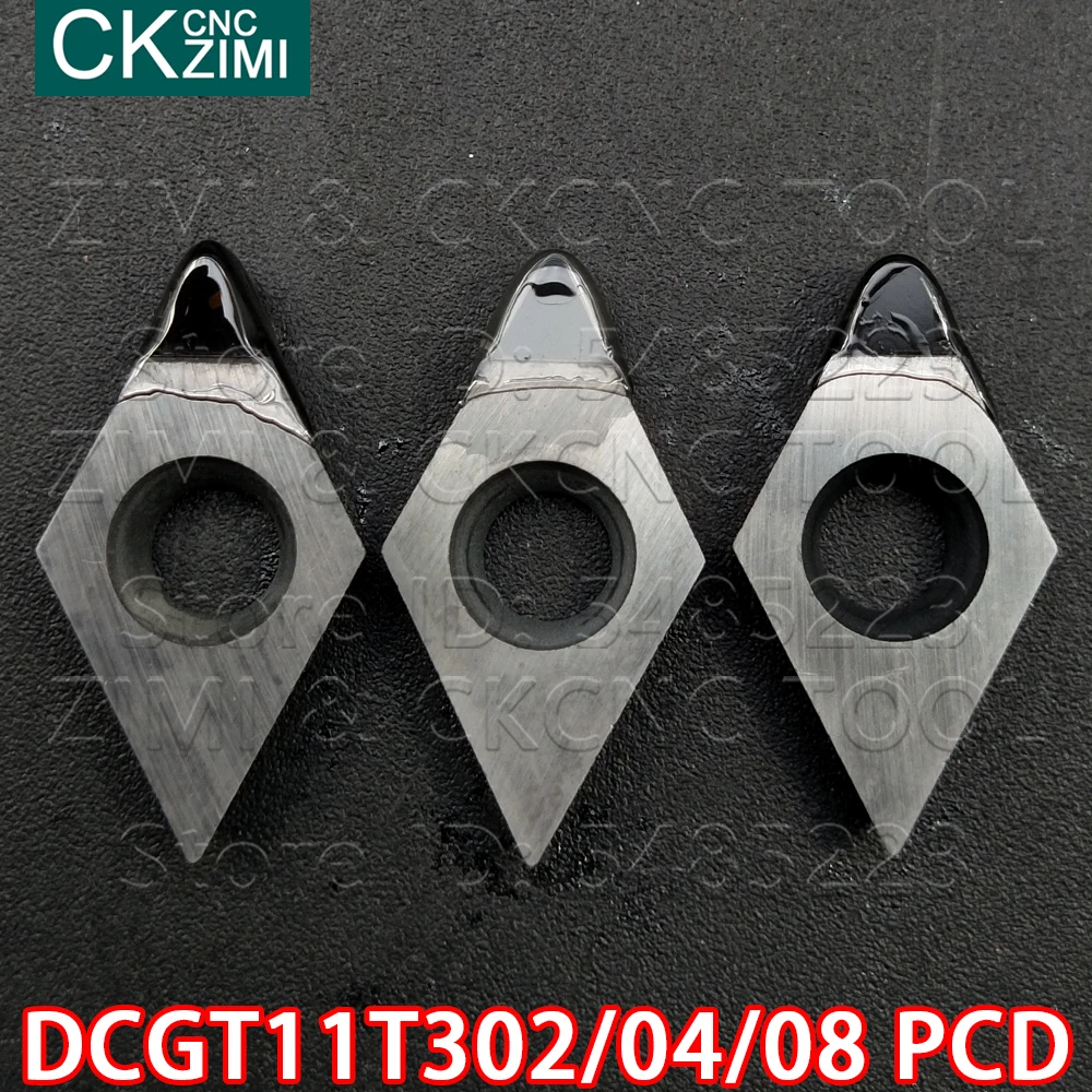 DCGT11T302 PCD DCGT11T304 PCD DCGT11T308 PCDแทรกเพชรใบมีดภายนอกแทรกเครื่องมือDCGTทองแดงอลูมิเนียม
