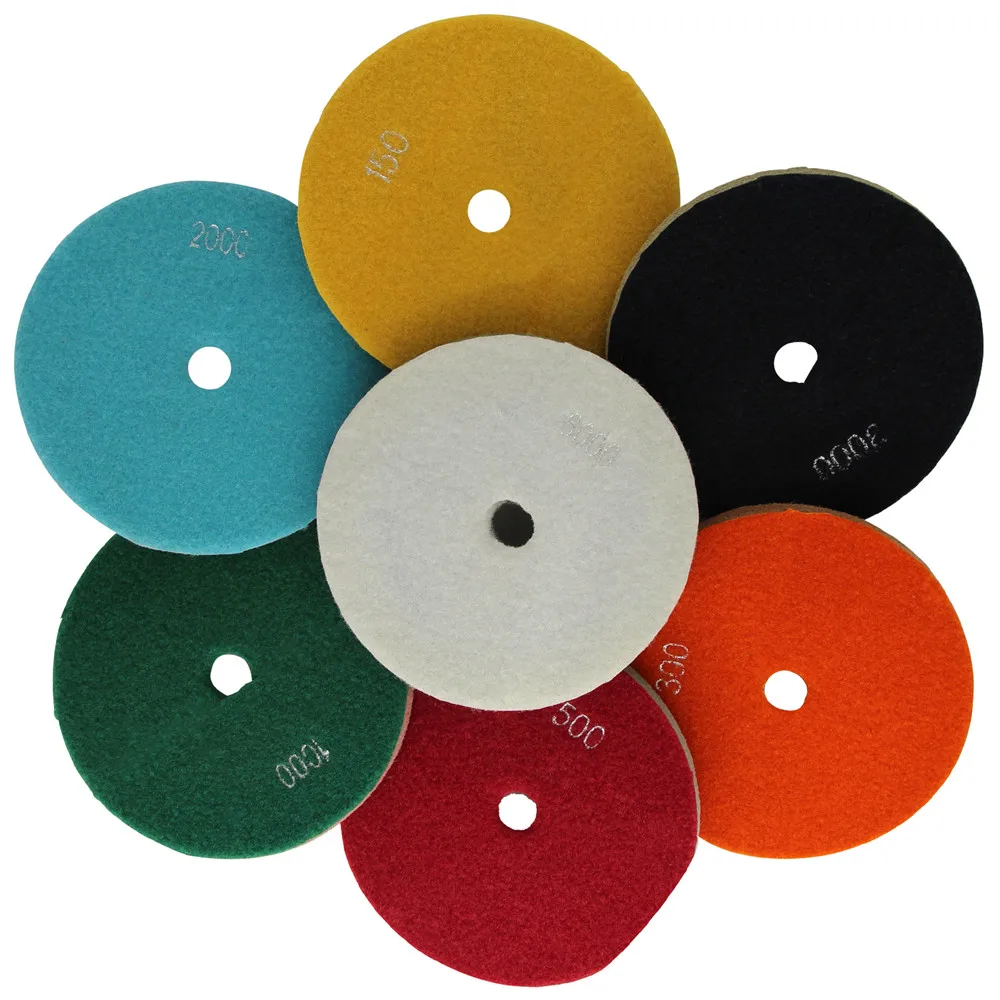 7 "8" tamponi di lucidatura del diamante della spugna per lo strumento di pulizia di pietra artificiale di marmo di lucidatura disco di lucidatura di levigatura bagnato 8 pz/set