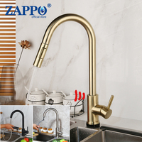 ZAPPO Pull Out Black Sensor Kitchen Faucets Stainless Steel Smart Induction Mixed Tap Touch Control Sink Tap Torneira De Cozinha