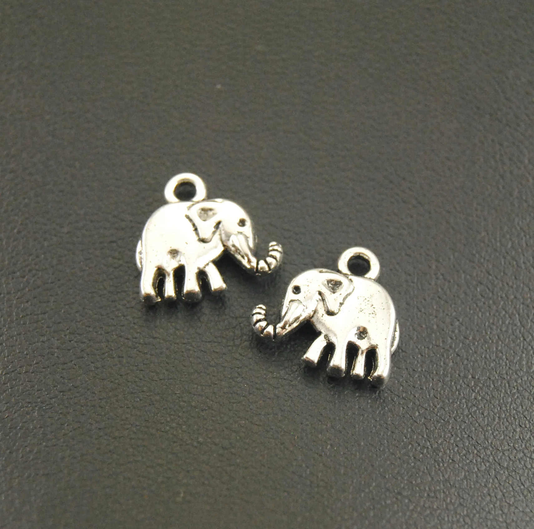 50 pcs Silver Color Lovely Mini Elephant Charm Pendant  bracelet for diy Jewelry Accessories  A1256