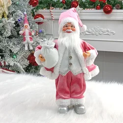 30cm Pink Standing Posture Gift Santa Claus Doll Oranments Xmas Pendants Merry Christmas Decor For Home Kids Naviidad Presents