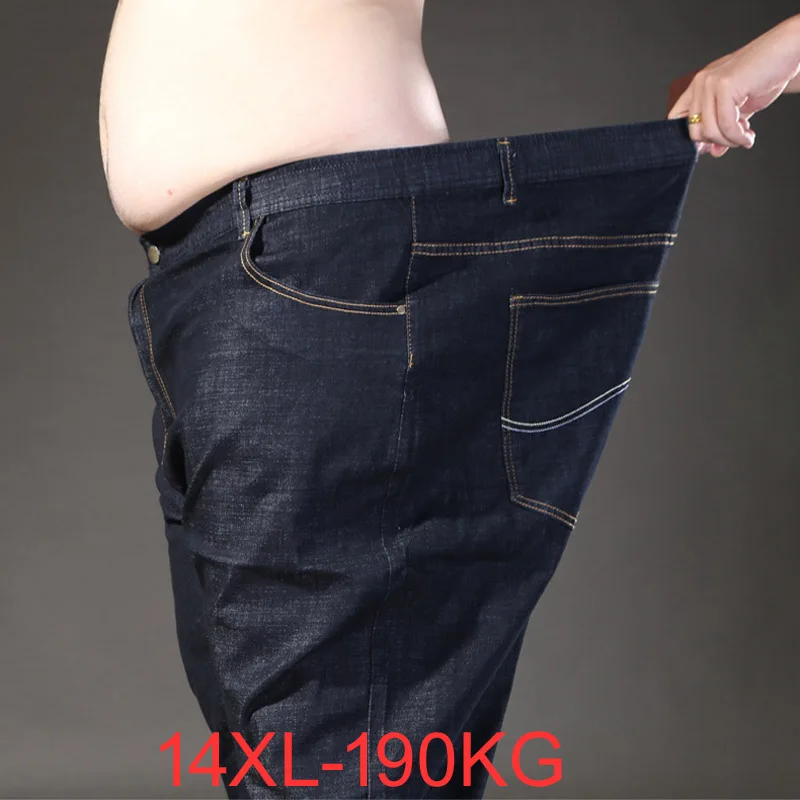 

plus size jeans men 11xl 12xl 13 14xl Trousers pants oversize 70 jeans Elasticity straight cotton pants big size jeans black 68