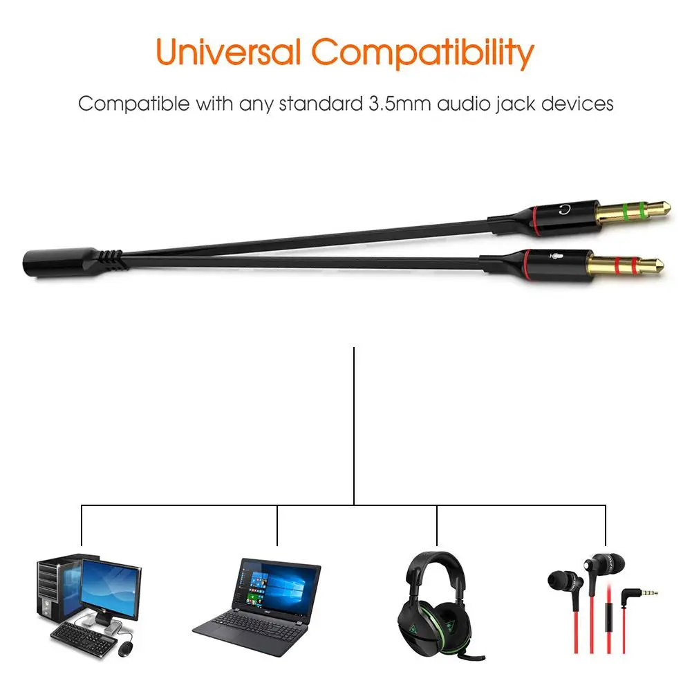 Tai Nghe Chụp Tai Adapter Tai Nghe Bộ Chia Tín Hiệu Âm Thanh 3.5Mm 1 Ra 2 Cáp Nối Dài Jack Chia Tai Nghe PC Adapter cáp Aux