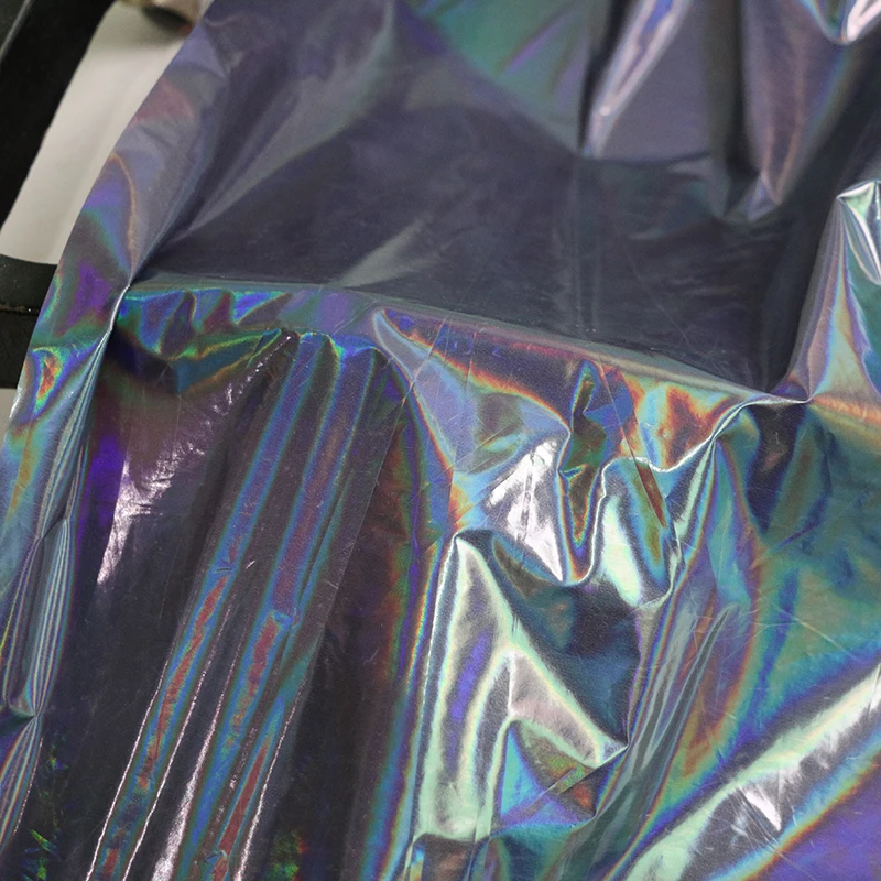 100cm*145cm Quality Thin Light Weight Nylon Fabric High Dense Laser Shiny Taffeta Material For Winter Jacket