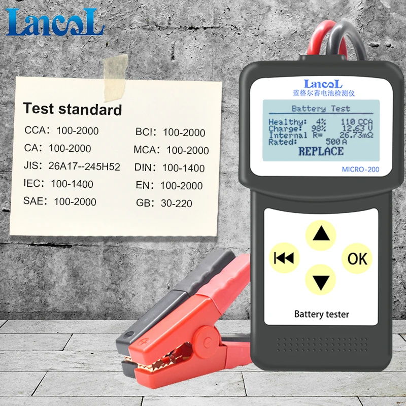 Professional diagnostic tool Lancol Micro 200 Car Battery Tester Vehicle Analyzer 12v cca battery system tester USB for Printing