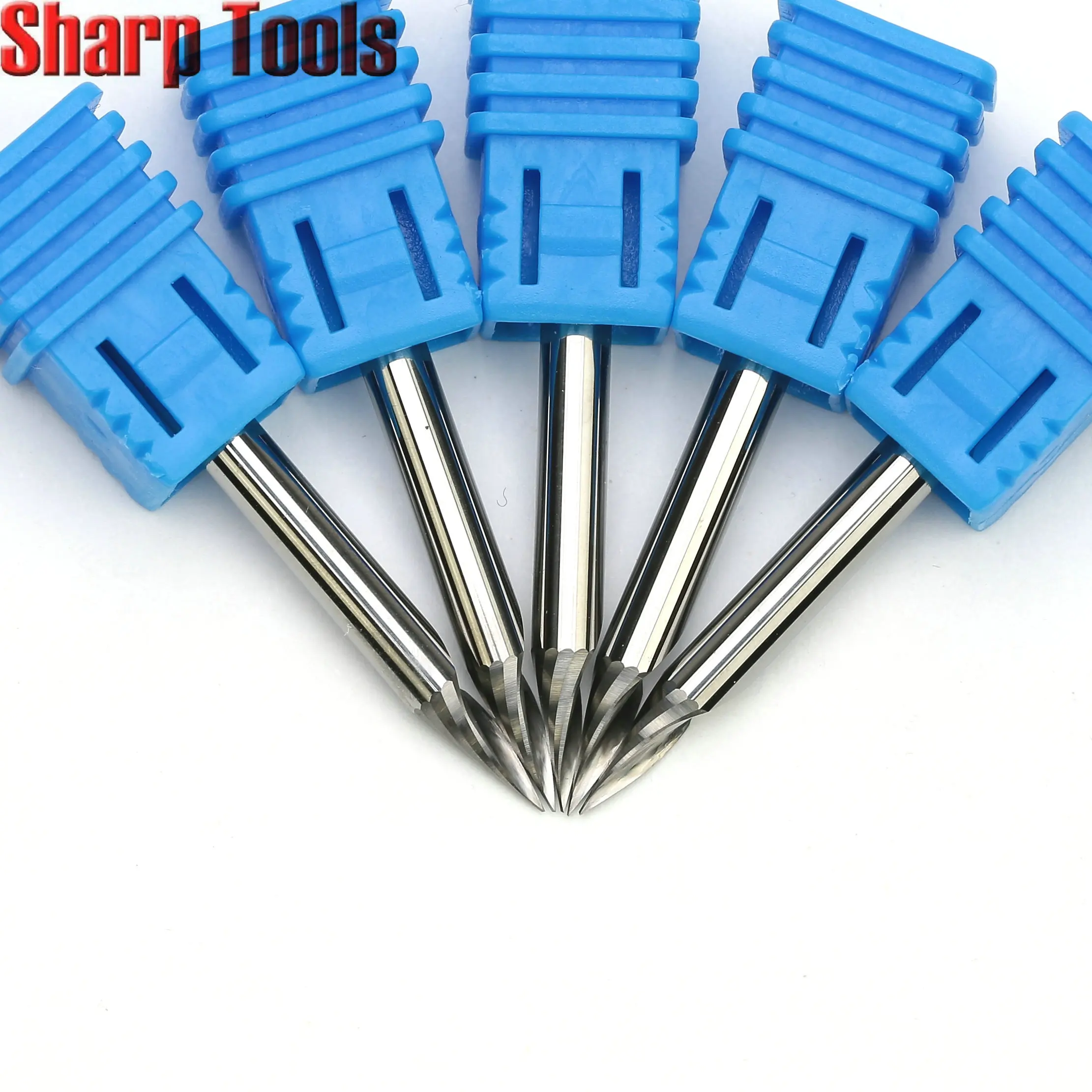 0.2-0.5mm Tip 3.175*30 Angle V Carving 1 Flute Spiral Carbide Engraving Bits CNC Router Tools Grooving Milling Cutters for Metal