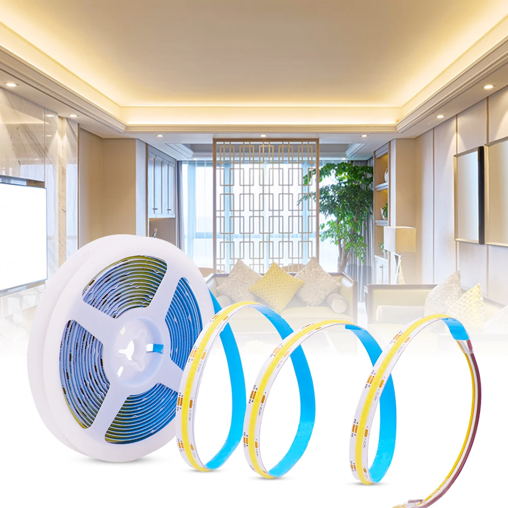 

5M CCT Dual Color COB LED Strip 24V 512 LEDs High Density Flexible COB LED Lights WW CW Color Temperature Dimmable LED Tape