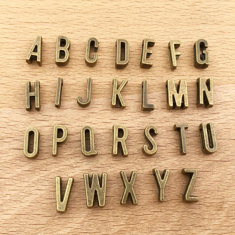 10pcs/lot 5x10mm Antique Bronze A-Z Alphabet Initial Letter Charms Pendant for DIY Necklace Bracelet Jewelry Making Findings