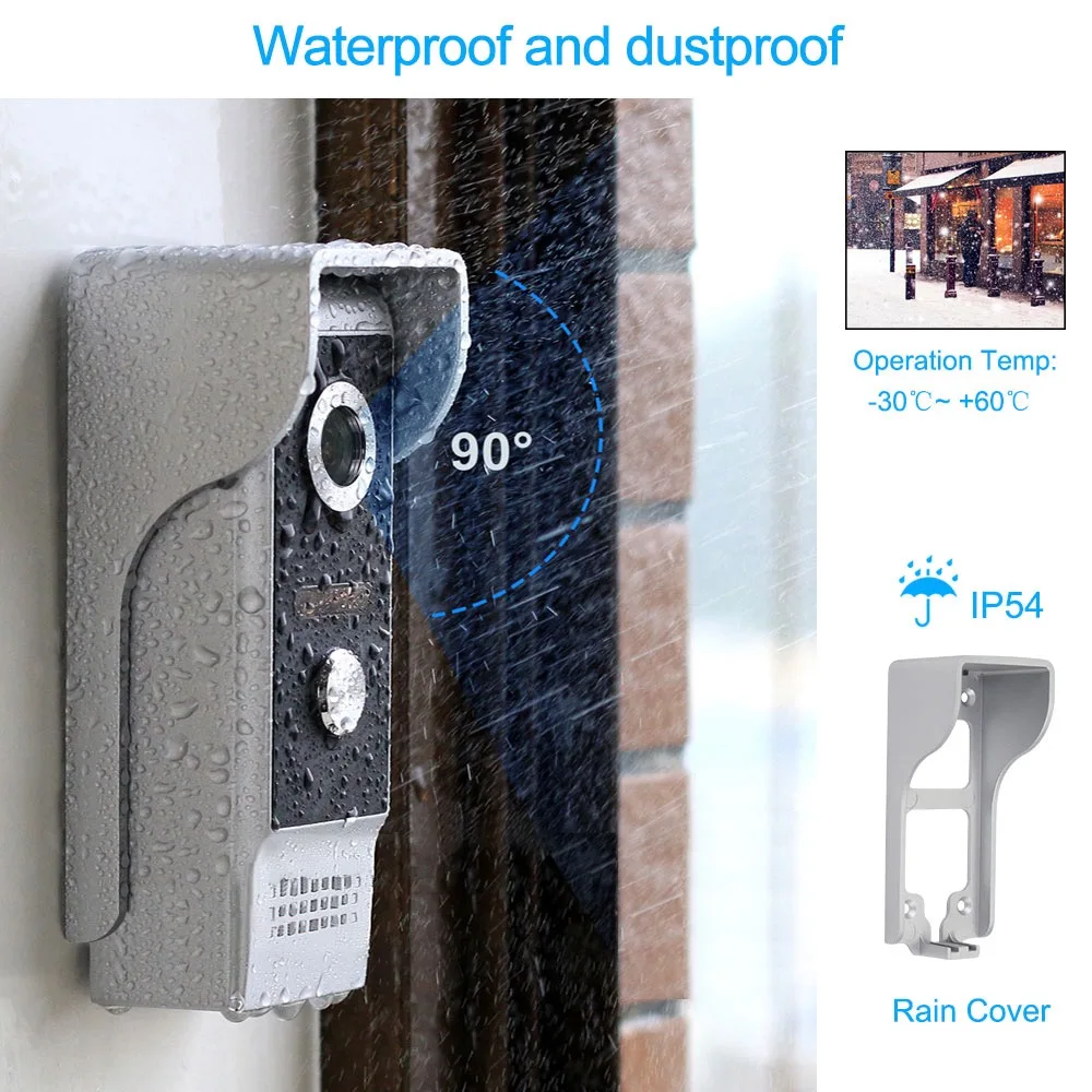 WIFI Wireless Video Intercom System for home indoor Monitor Doorbell with IR Outdoor Camera APP Remote Unlock Photo Recording
