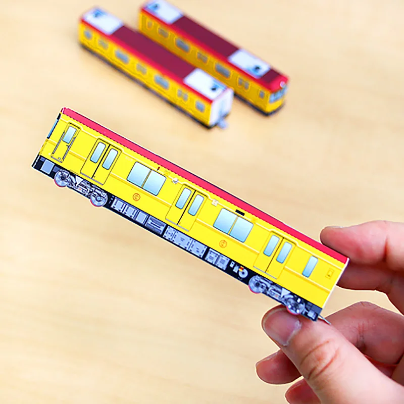 Train Tokyo Metro 1000 Series Mini Locomotives Origami Art Handmade 3D Paper Model Papercraft DIY Kids Adult Craft Toys ZX-050