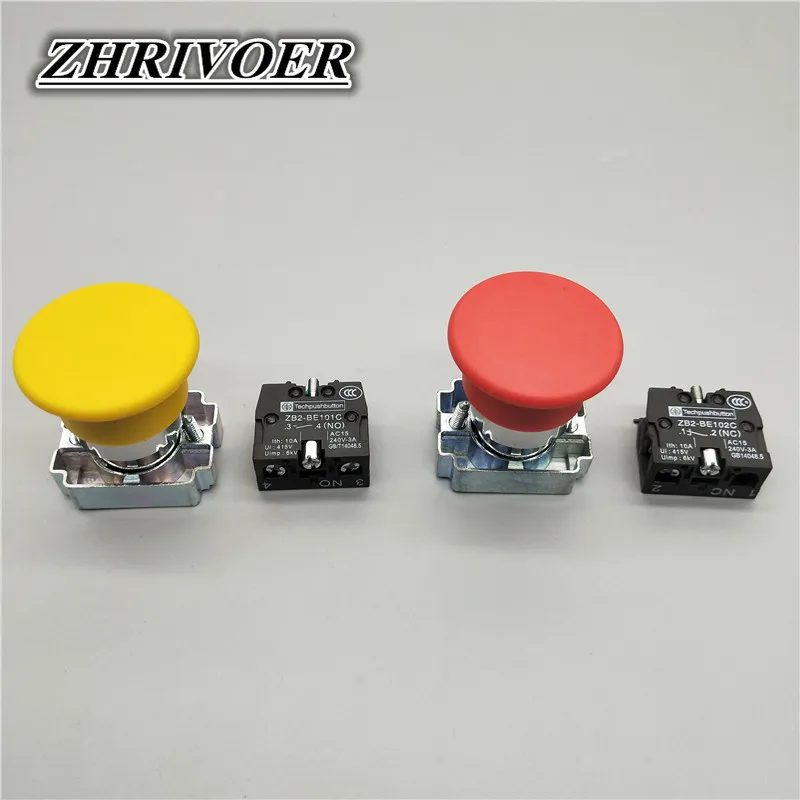 22mm Xb2-bc31 Xb2-bc42  10A/660V Mushroom Head Push Button Switch Momentary self-Reset