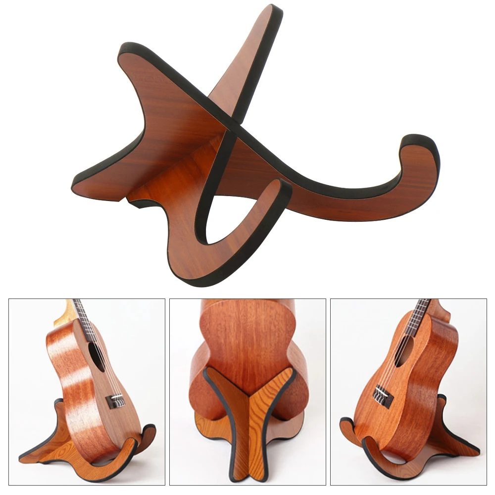 1PC Wooden/PVC Guitar Stand Rack Vertical Ukulele Display Stand Rack Anti-slip Foldable Holder Musical Strings Instrument Parts