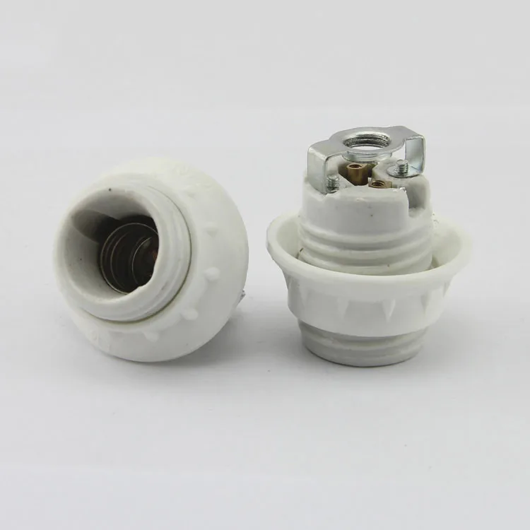 Screw  E14 E27  Ceramic Porcelain Socket Light Bulb Holder for E14 E27 with Ring, 110V 220V