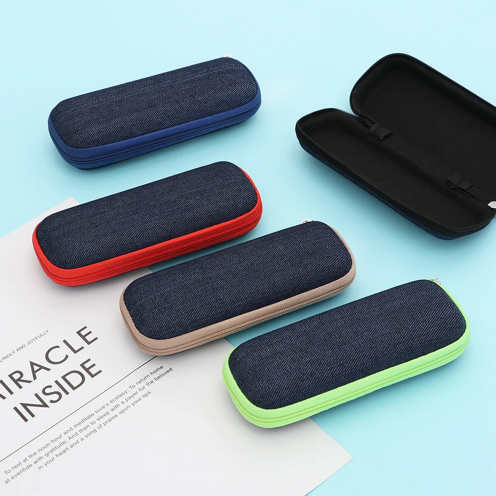 Fashion Denim Fabric Glasses Case Women Men Eyeglasses Hard Shell Reading Eyewear Box Sunglasses Portable Protector Container