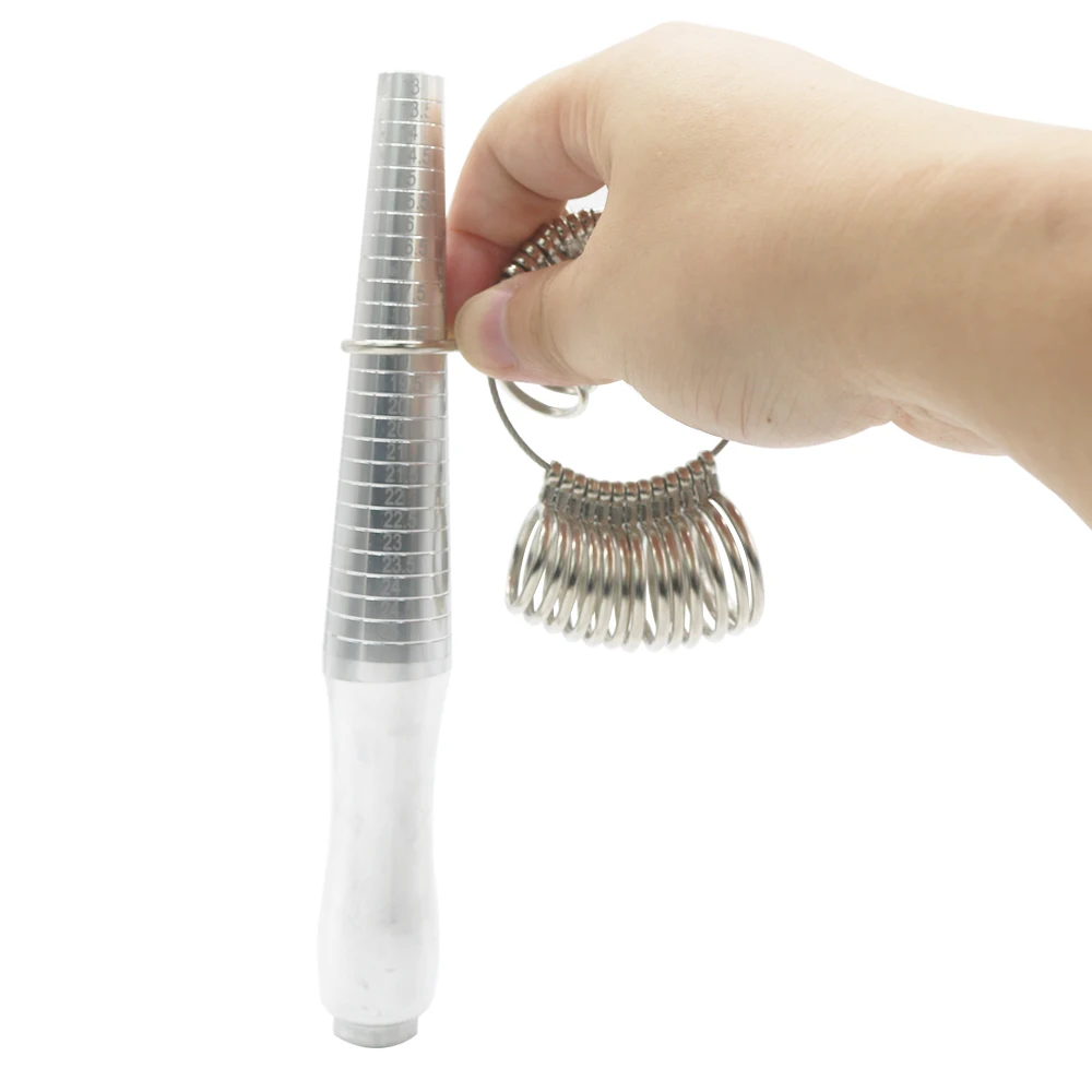 PHYHOO-Russian Metal Ring Sizer Set com Mandril, Dedo Sizing, Measuring Stick, Jewelry Tools