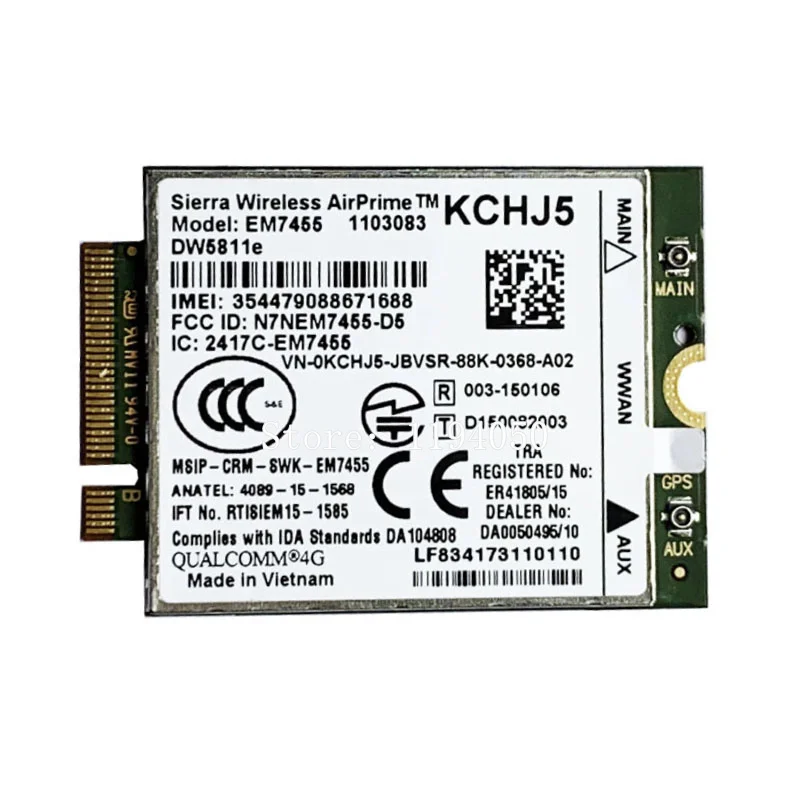 WDXUN dw5811e EM7455 LTE 4G NGFF Modülü DW5811E 3P10Y 300M para E7270 E7470 E7370 E5570 Sem Fio FDD/TDD LTE Gobi6000 + ANTEN