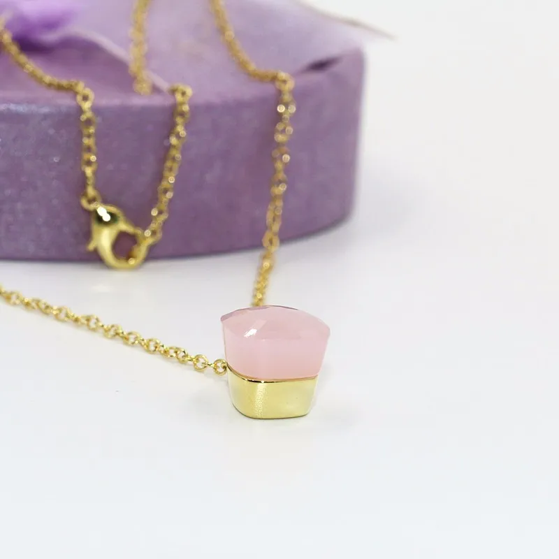 Classic Solid 925 Sterling Silver Candy Sweety Necklace For Women Synthetic Gemstone 45 Chain Gifts  The New Year