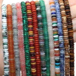 Natural Agates Lapis Lazuli Tiger Eye Stone Spacer Loose Flat Beads For Jewelry Making Diy Bracelets Necklace Accessories 2*6mm