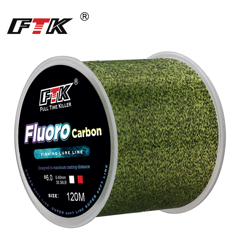 FTK 120m Invisible Fishing Line Speckle Fluorocarbon Coating Line 0.20mm-0.50mm 4.13LB-34.32LB Super Strong Spotted Line