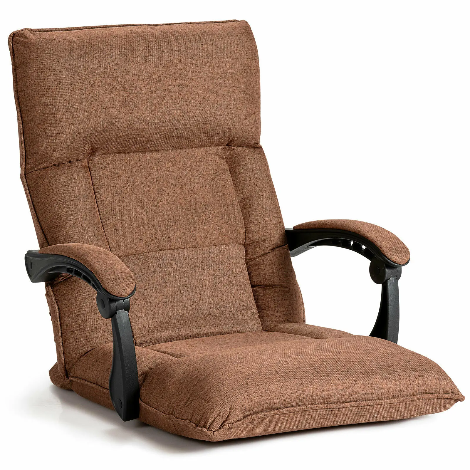 Giantex 14-Position Floor Chair Lazy Sofa w/Adjustable Back Headrest Waist Brown HV10057CF