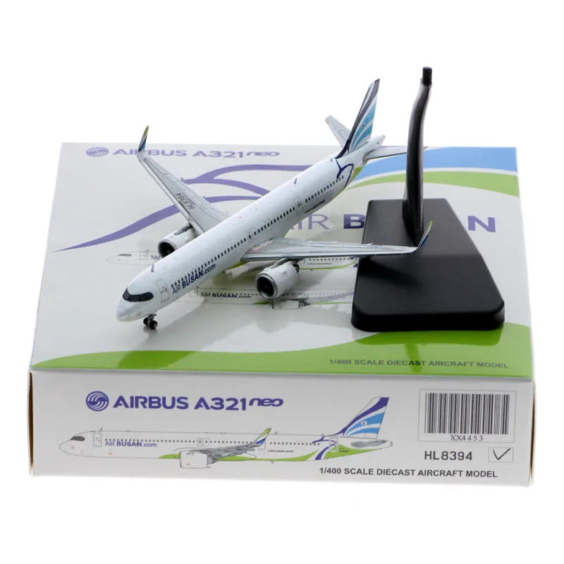 1:400 Scale Busan Airways A321NEO Airline Model with Base Alloy Aircraft For Collectible Souvenir Show Gift Toy