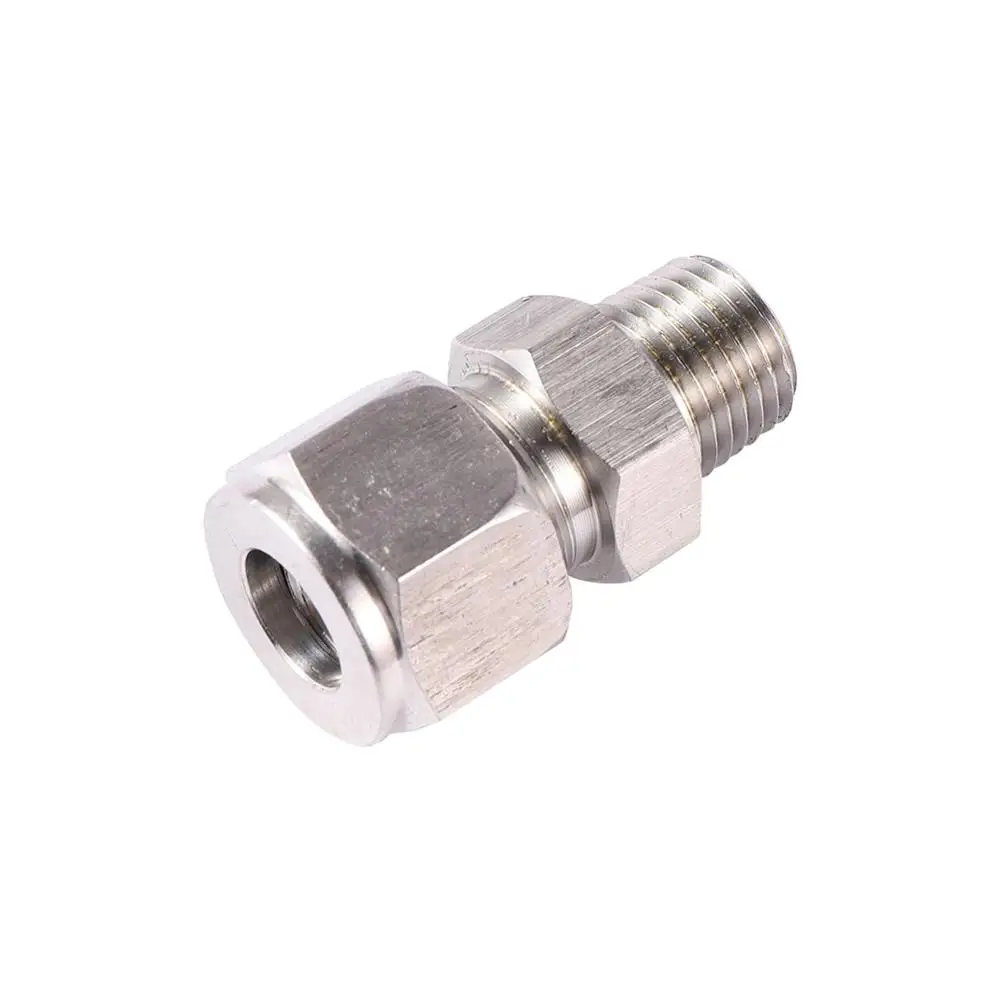 SS 304 Double Ferrule Pipe Straight Fitting 3/8